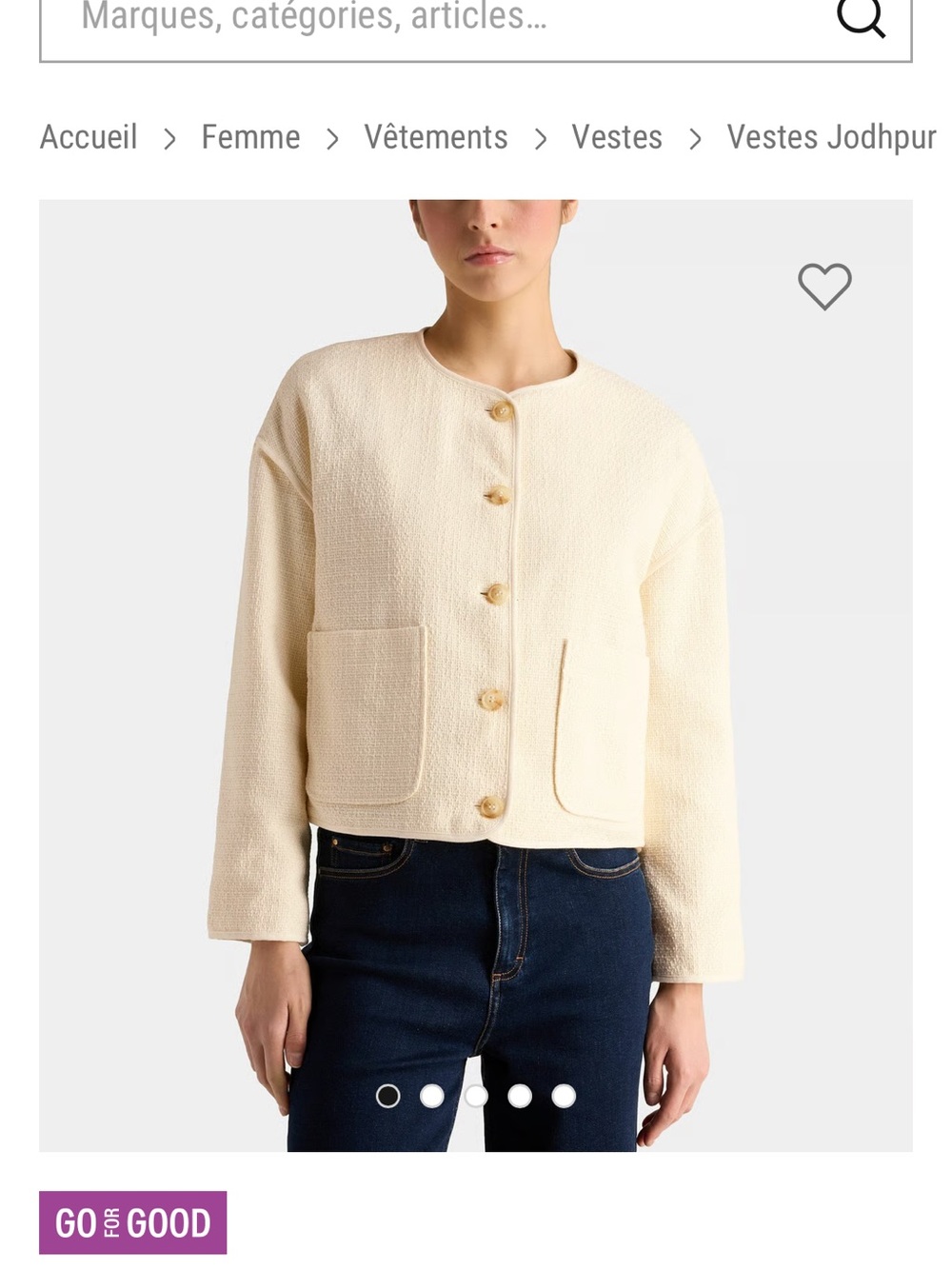 JODHPUR GALLERIES LAFAYETTE Textured Cream Button-Front Jacket Patch Pockets NWT